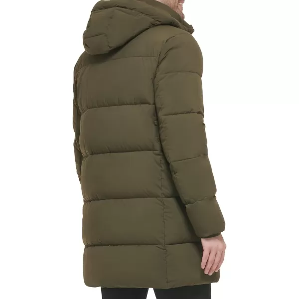 Calvin Klein Mens Long Stretch Puffer JacketOlive