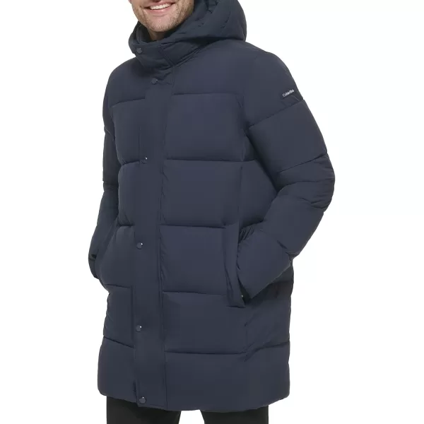 Calvin Klein Mens Long Stretch Puffer JacketTrue Navy