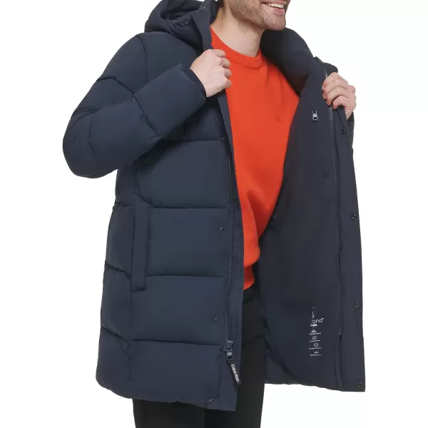 Calvin Klein Mens Long Stretch Puffer JacketTrue Navy