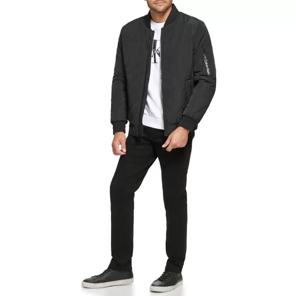 Calvin Klein Mens Quilted Zipper Detail Flight JacketBlack