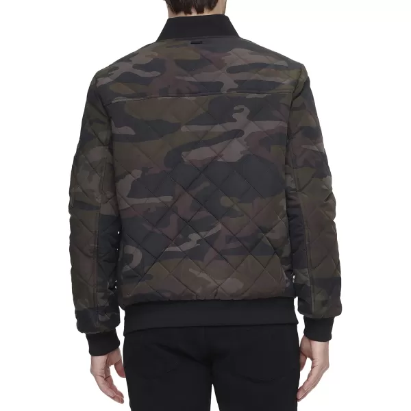 Calvin Klein Mens Quilted Zipper Detail Flight JacketOlive Camo