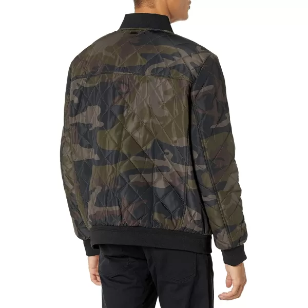 Calvin Klein Mens Quilted Zipper Detail Flight JacketOlive Camo