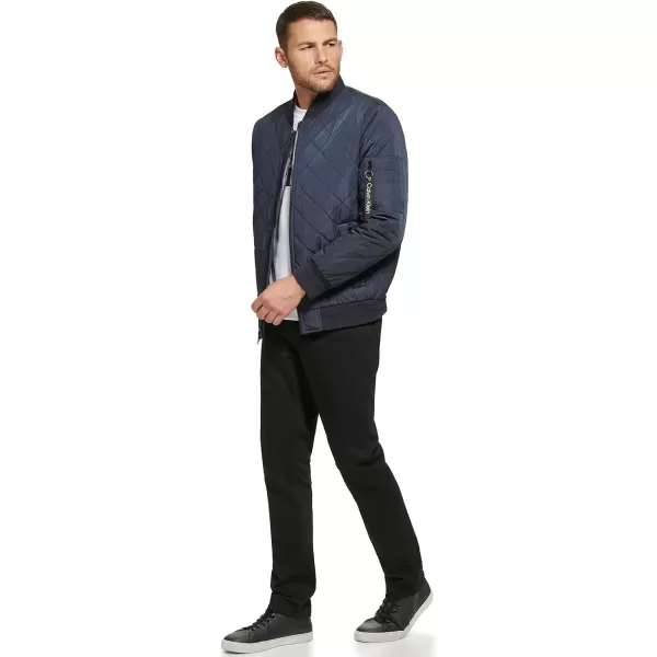 Calvin Klein Mens Quilted Zipper Detail Flight JacketTrue Navy