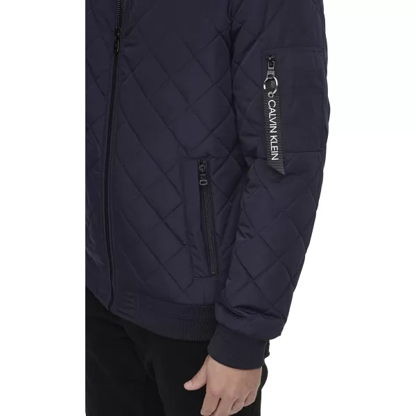 Calvin Klein Mens Quilted Zipper Detail Flight JacketTrue Navy