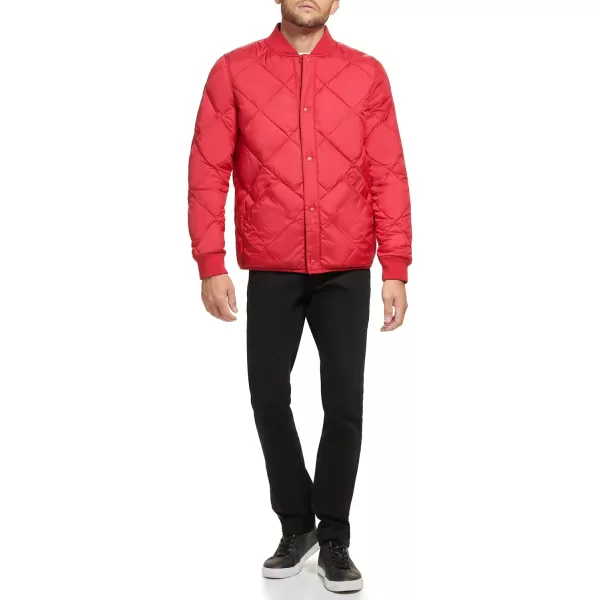 Calvin Klein Mens Reversible Diamond Quilted JacketDeep Red