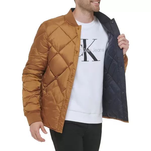 Calvin Klein Mens Reversible Diamond Quilted JacketKhaki