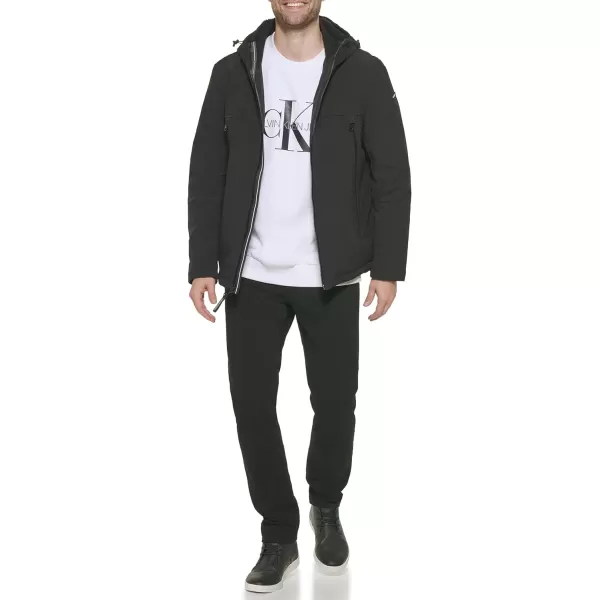 Calvin Klein Mens Sherpa Lined Hooded Soft Shell JacketBlack