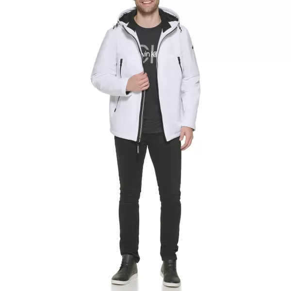 Calvin Klein Mens Sherpa Lined Hooded Soft Shell JacketWhite