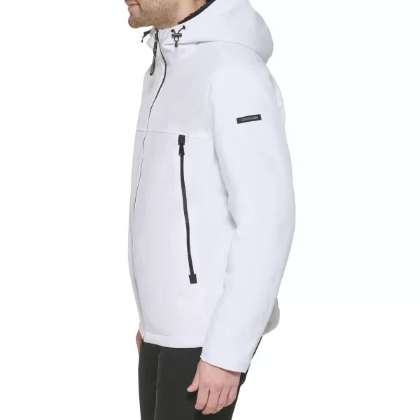 Calvin Klein Mens Sherpa Lined Hooded Soft Shell JacketWhite