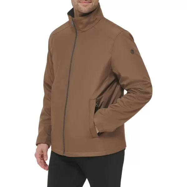 Calvin Klein Mens Stand Collar Poly JacketDark Tan