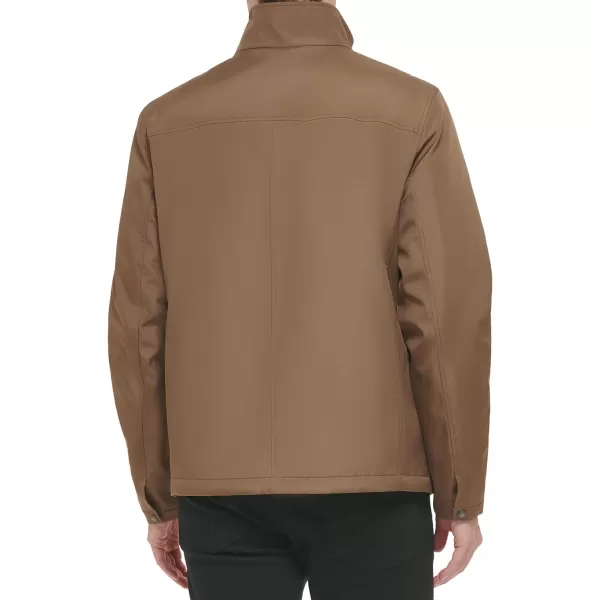 Calvin Klein Mens Stand Collar Poly JacketDark Tan