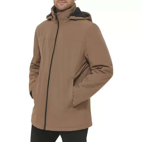 Calvin Klein Mens Water and Wind Resistant Hooded Coat from Fall Into WinterDark Tan