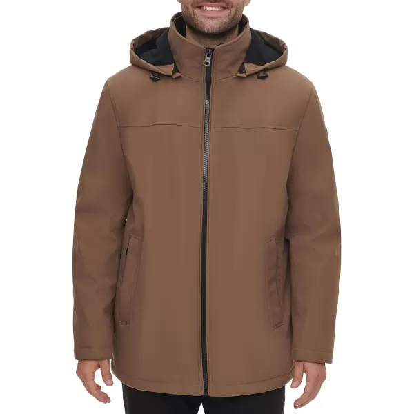 Calvin Klein Mens Water and Wind Resistant Hooded Coat from Fall Into WinterDark Tan