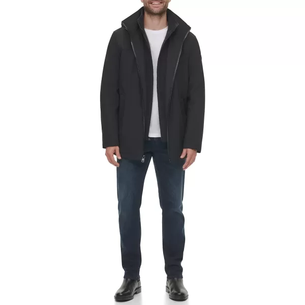 Calvin Klein Mens Water and Wind Resistant Hooded Coat from Fall Into WinterDeep Black