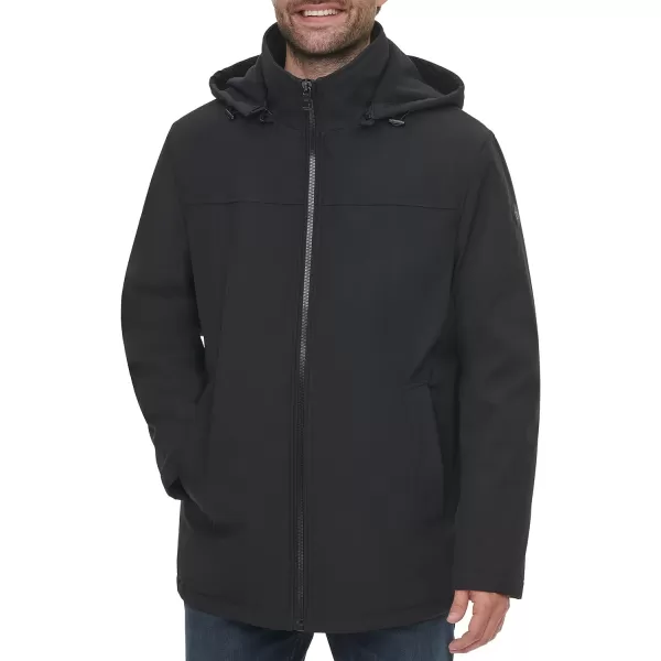 Calvin Klein Mens Water and Wind Resistant Hooded Coat from Fall Into WinterDeep Black