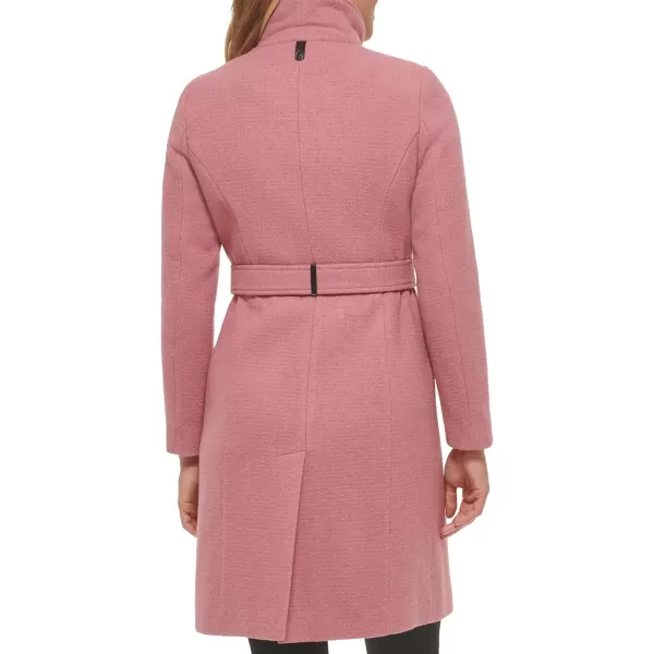 Calvin Klein Womens Angled Twill Fabric Wing Collar CoatRose
