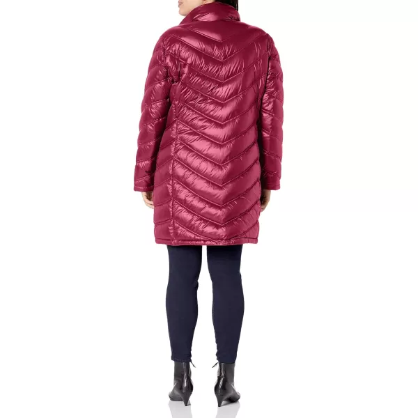 Calvin Klein Womens Chevron Quilted Packable Down Jacket Standard and PlusPlus Shine Berry