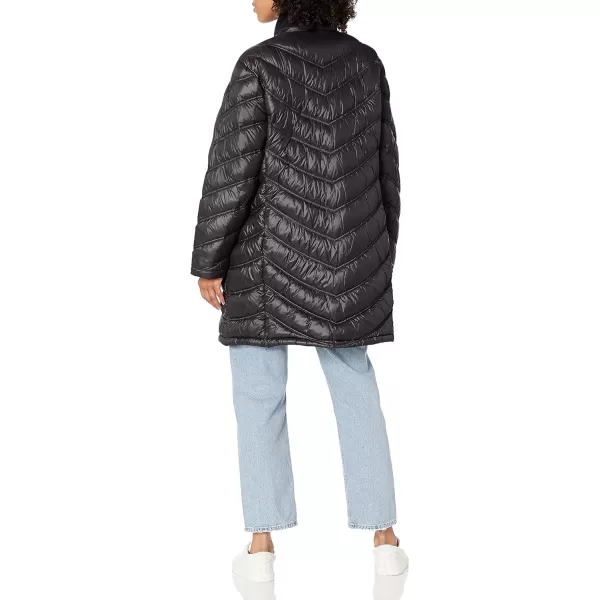 Calvin Klein Womens Chevron Quilted Packable Down Jacket Standard and PlusStandard Black