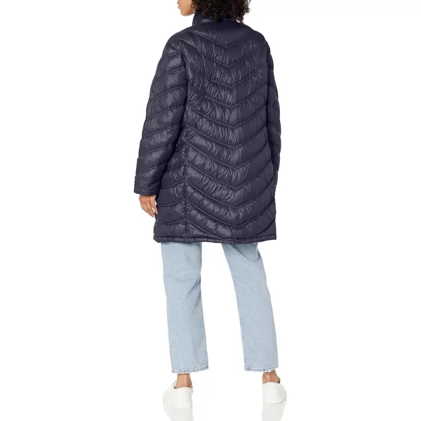 Calvin Klein Womens Chevron Quilted Packable Down Jacket Standard and PlusStandard Navy