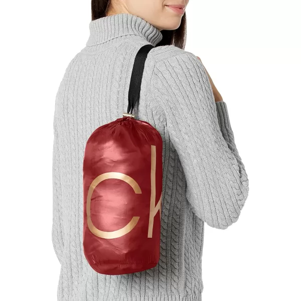 Calvin Klein Womens Chevron Quilted Packable Down Jacket Standard and PlusStandard Pearlized Crimson