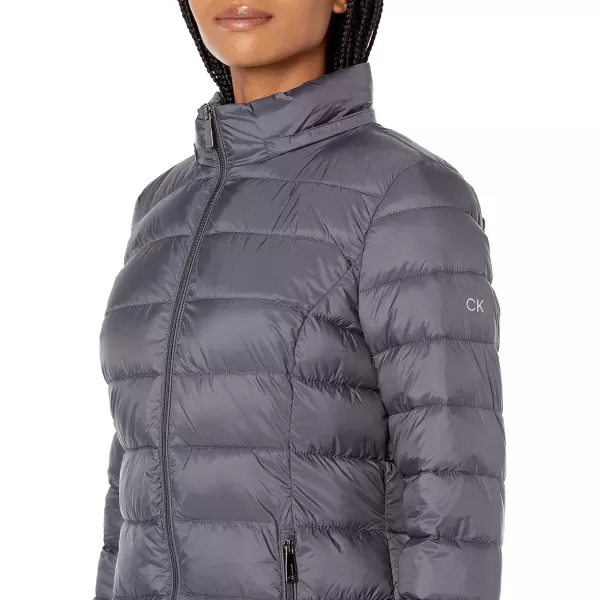 Calvin Klein Womens Chevron Quilted Packable Down Jacket Standard and PlusStandard Slate