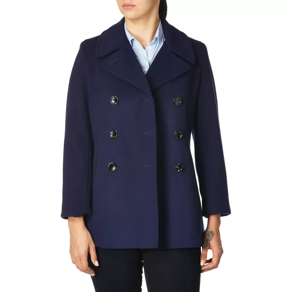 Calvin Klein Womens Double Breasted Peacoat Petite Standard PlusIndigo