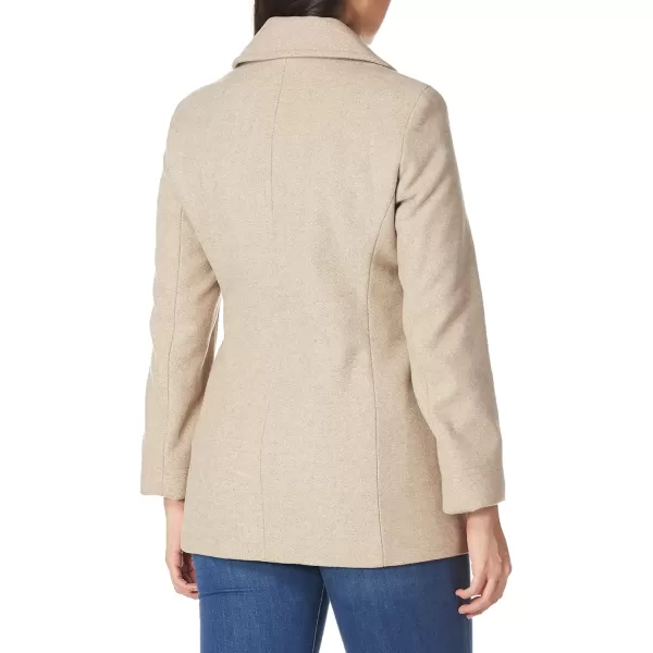 Calvin Klein Womens Double Breasted Peacoat Petite Standard PlusOatmeal Twill
