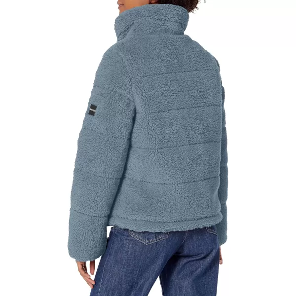 Calvin Klein Womens Faux Sherpa CoatDenim Blue