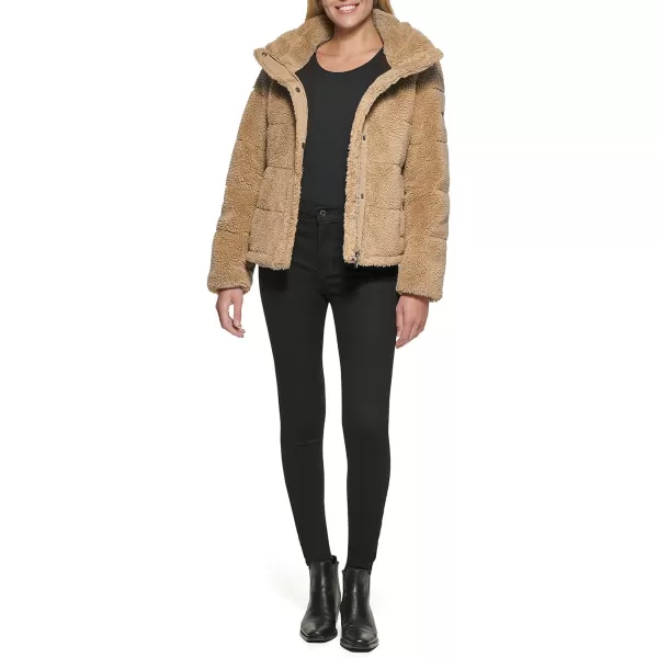 Calvin Klein Womens Faux Sherpa CoatKhaki