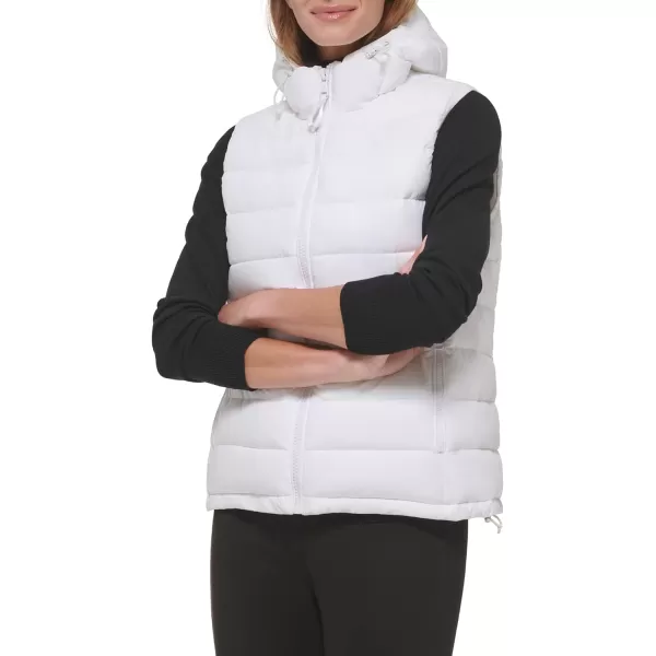 Calvin Klein Womens Hooded Casual Stretch Fabric Quilted VestWhite