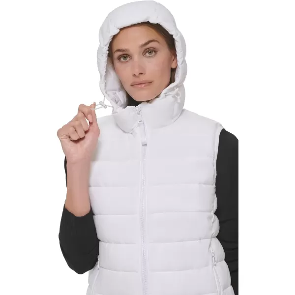 Calvin Klein Womens Hooded Casual Stretch Fabric Quilted VestWhite