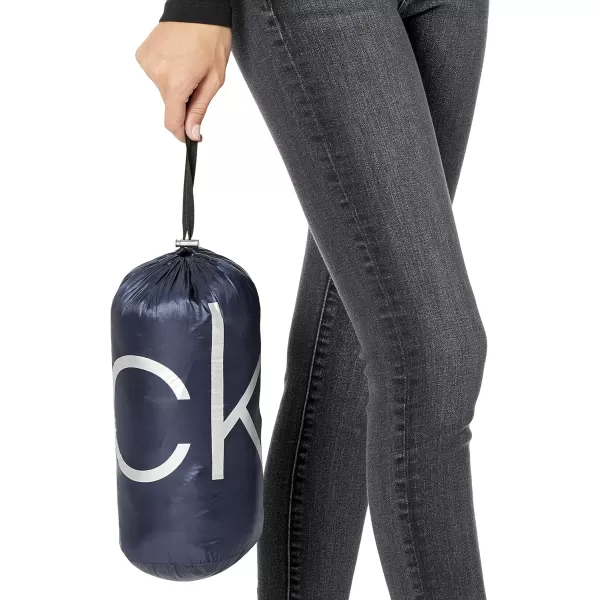 Calvin Klein Womens Hooded Chevron Packable Down Jacket Standard and PlusShine Dark Indigo