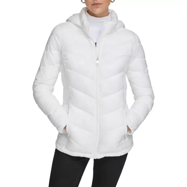 Calvin Klein Womens LightWeight Hooded Puffer JacketCloud