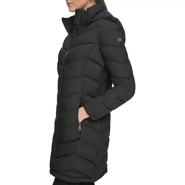 Calvin Klein Womens LightWeight Hooded Puffer JacketEbony