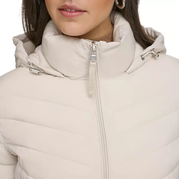 Calvin Klein Womens LightWeight Hooded Puffer JacketStony Beige