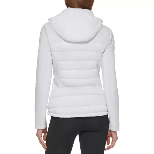 Calvin Klein Womens Lightweight Scuba Side Panels Adjustable Hood Zip Pockets PufferWhite