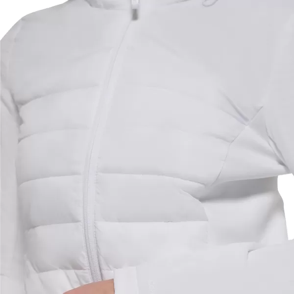 Calvin Klein Womens Lightweight Scuba Side Panels Adjustable Hood Zip Pockets PufferWhite