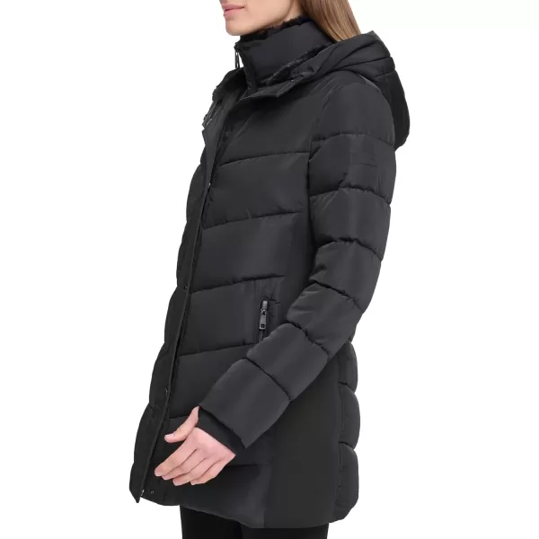 Calvin Klein Womens Long BibFront Puffer JacketBlack