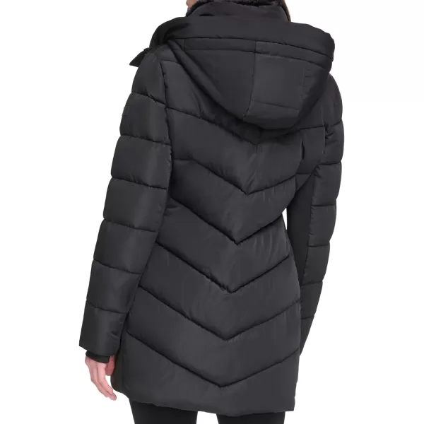 Calvin Klein Womens Long BibFront Puffer JacketBlack