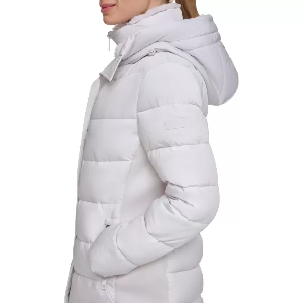 Calvin Klein Womens Long BibFront Puffer JacketDove Grey