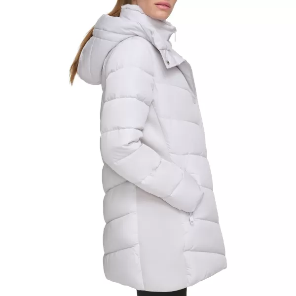 Calvin Klein Womens Long BibFront Puffer JacketDove Grey