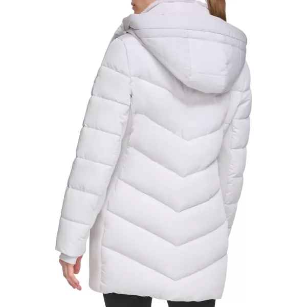 Calvin Klein Womens Long BibFront Puffer JacketDove Grey