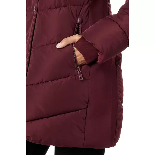Calvin Klein Womens Long BibFront Puffer JacketOxblood