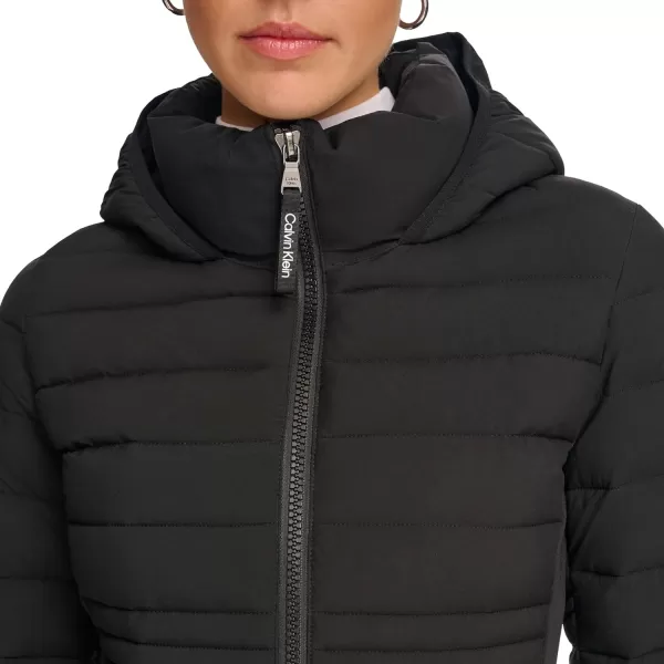 Calvin Klein Womens Long LightWeight Puffer JacketBlack