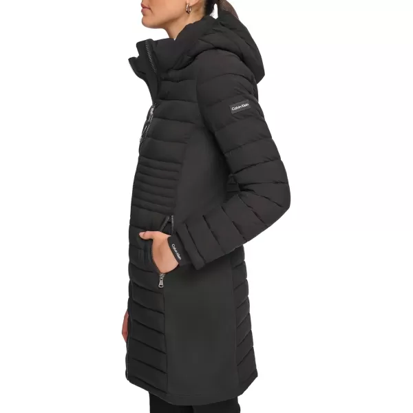 Calvin Klein Womens Long LightWeight Puffer JacketBlack