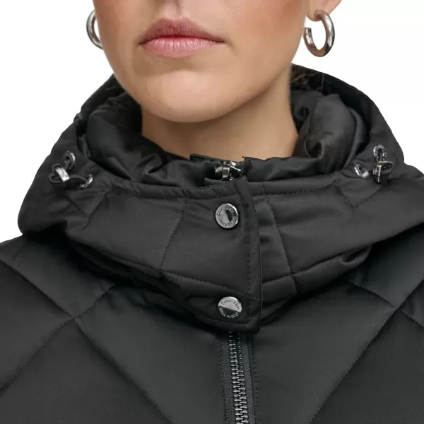 Calvin Klein Womens Quilted Hooded PufferBlack