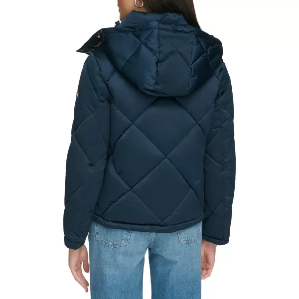 Calvin Klein Womens Quilted Hooded PufferDark Navy