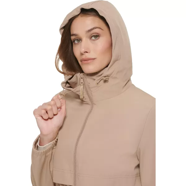 Calvin Klein Womens Water Resistant Adjustable Waist Hooded Back Logo Detail AnorakKhaki