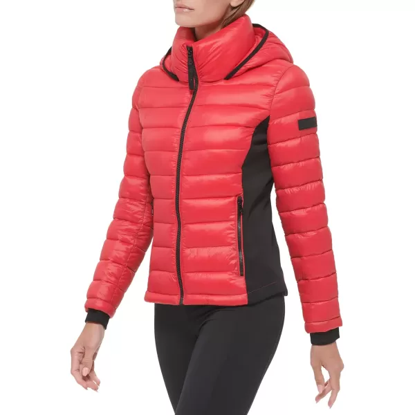 Calvin Klein Womens Water Resistant Casual Lightweight Scuba Side Panels JacketMandarin Red