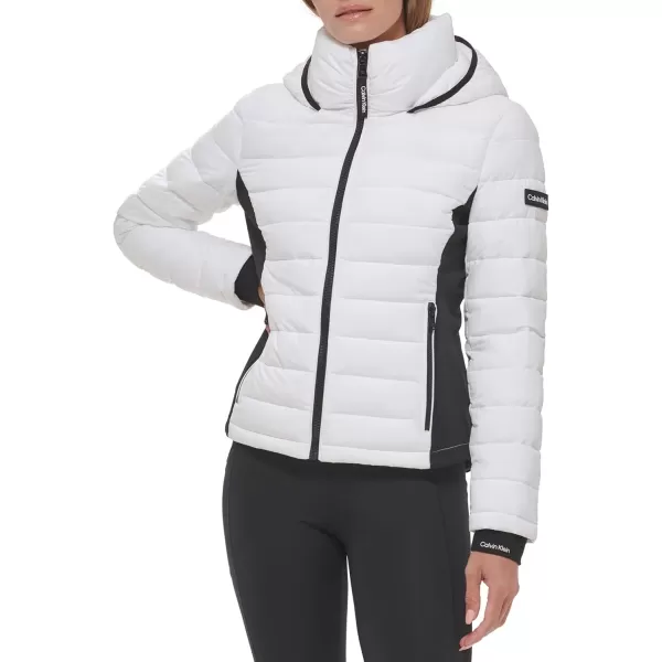 Calvin Klein Womens Water Resistant Casual Lightweight Scuba Side Panels JacketWhite